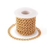 Craftdady 16.4 Feet Aluminum Curb Chain Link Gold Twisted Cable Cross Chain Unwelded 10x6.5mm with Spool for Bracelet Necklace Tassel Earring Jewelry Making