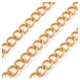 Craftdady 16.4 Feet Aluminum Curb Chain Link Gold Twisted Cable Cross Chain Unwelded 10x6.5mm with Spool for Bracelet Necklace Tassel Earring Jewelry Making