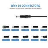 DC 5V 1A Power Cord Adapter with 10 Connectors - Universal AC/DC Charger for Security Cameras,Baby Monitors,TV Boxes,Raspberry Pi, and More - DC 5 Volt 1A 0.5A Power Supply, FCC and UL certified (5ft)