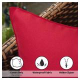 MIULEE Pack of 2 Decorative Outdoor Waterproof Pillow Covers Square Garden Cushion Sham Christmas Throw Pillowcase Shell for Spring Patio Tent Couch 16x16 Inch Red