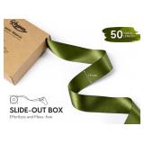 Keypan Green Satin Ribbon 1-1/2 Inch x 50 Yards Double-Faced for Gift Wrapping Crafts Flower Bouquet Invitations Holiday Decorating