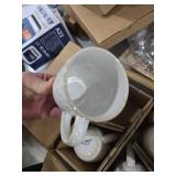 LE TAUCI Coffee Mugs 12 oz, Ceramic Mug Set Set of 4, Embossment Cups for Espresso, Latte, Tea, Cocoa, Cappuccino & Mocha, Dishwasher Oven Microwave Safe - 3.4 inch, Arctic White