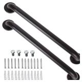 Black Shower Grab Bar 16 Inch - 1.25\" Diameter, iMomwee 2 Pack Stainless Steel Bathroom Grab Bar Handle, Bathroom Shower Balance Bar,Safety Hand Rail Support,Handicap Elderly Senior Assist Bath Handl