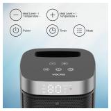 Small Portable Space Heater for Indoor Use - VOCRS 1500W PTC Electric Heater with Thermostat, Remote Control, 12H Timer, Eco and Fan Mode, Rapid and Safe Heating for Bedroom, Office
