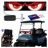 GENOUR AI Voice Controlled Golf Cart Devil Eyes Light Sign - 23x5in 16x96 High-Res Flexible LED Sign Devil Eyes Light for Windshield Hands-Free Programmable via Smartphone App for UTV Truck Decor