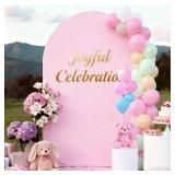 7.2FT Baby Pink Arch Cover,Spandex Fitted Wedding Arch Stand Covers Round Top Chiara Backdrop Cover for Birthday Party Ceremony Banquet Decoration