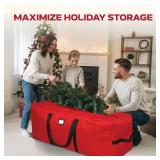 PEULEX 9 Foot Christmas Tree Storage Bag, Extra Large Artificial Tree Storage Container, Tree Holder Bag, Wear-Resistant 600D Oxford Fabric, Lightweight, Reinforced Thick Handles, Card Slot (Red)