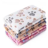 1 Pack 3 Blankets Super Soft Fluffy Premium Fleece Pet Blanket Flannel Paw Printed Throw for Dog Puppy Cat (Small 23x16