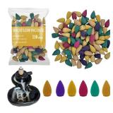 110Pcs Backflow Incense Cones for Waterfall 6 Different Mixed Natural Incense Waterfall Cones