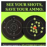 Splatterburst Targets - 12 x18 inch - 3 inch Bullseye Splatter Target - Easily See Your Shots Burst Bright Fluorescent Yellow Upon Impact - Made in The USA (10 Pack)