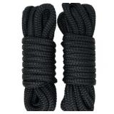 Rainier Supply Co - 2 Pack 25 x 1/2 Double Braided Nylon Dock Lines - Black Rainier Supply Co - 2 Pack 25 x 1/2 Double Braided Nylon Dock Lines - Black
