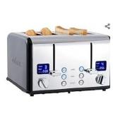 CUSIMAX 4 Slice Toaster, Stainless Steel, Ultra-Clear LED Display & Extra Wide Slots, with Dual Control Panels of 6 Shade Settings, Cancel/Bagel/Defrost Function, Removable Crumb Trays, Black (See Pic CUSIMAX 4 Slice Toaster, Stainless Steel, Ultra-Clear LED Display & Extra Wide Slots, with Dual Control Panels of 6 Shade Settings, Cancel/Bagel/Defrost Function, Removable Crumb Trays, Black (See Pic