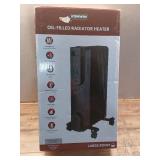 1500-Watt Black Indoor Electric Oil-Filled Radiator Convection Radiant Space Heater with Remote Control for Living Space - Retail: $100 1500-Watt Black Indoor Electric Oil-Filled Radiator Convection Radiant Space Heater with Remote Control for Living Space - Retail: $100