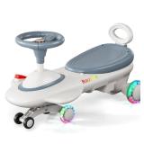 Baotree Kids Electric Ride On Car 12V - Electric Wiggle Car with Rechargeable Battery, LED Lights & Music, Anti-Rollover for Boys Girls Ages 3-8, 150 lbs (Grey) - Retail: $96 Baotree Kids Electric Ride On Car 12V - Electric Wiggle Car with Rechargeable Battery, LED Lights & Music, Anti-Rollover for Boys Girls Ages 3-8, 150 lbs (Grey) - Retail: $96