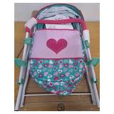 Mint Heart - Daisy Doll Pram - Pink & Green, Bassinet, Storage Basket, Retractable Canopy Mint Heart - Daisy Doll Pram - Pink & Green, Bassinet, Storage Basket, Retractable Canopy
