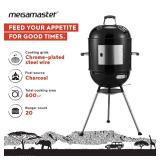 Megamaster Vertical 18 Inch Charcoal BBQ Smoker, 4-in-1 Portable Outdoor Grill with Adjustable Air Vent, 600 SQ. In Cooking Area, Built-in Temperature Gauge, BBQ Grill for Camping, Picnics - 810-36014 Megamaster Vertical 18 Inch Charcoal BBQ Smoker, 4-in-1 Portable Outdoor Grill with Adjustable Air Vent, 600 SQ. In Cooking Area, Built-in Temperature Gauge, BBQ Grill for Camping, Picnics - 810-36014