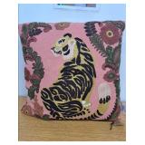 Multicolor Embroidered Tiger and Flowers Polyester 20 in. x 20 in. Slub Throw Pillow - Retail: $56 Multicolor Embroidered Tiger and Flowers Polyester 20 in. x 20 in. Slub Throw Pillow - Retail: $56