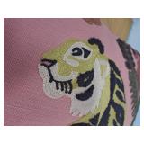 Multicolor Embroidered Tiger and Flowers Polyester 20 in. x 20 in. Slub Throw Pillow - Retail: $56 Multicolor Embroidered Tiger and Flowers Polyester 20 in. x 20 in. Slub Throw Pillow - Retail: $56