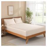 King Size Fitted Sheet Only, 100% Viscose from Bamboo, 300TC Sateen Weave, Silky Soft, Cooling, 16' Deep Pocket, All Round Elastic, No Slip, No Pilling, Beige King Size Fitted Sheet Only, 100% Viscose from Bamboo, 300TC Sateen Weave, Silky Soft, Cooling, 16' Deep Pocket, All Round Elastic, No Slip, No Pilling, Beige