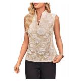 Women's V Neck Sleeveless Blouse Apricot Floral Size: Small Women's V Neck Sleeveless Blouse Apricot Floral Size: Small