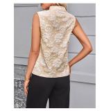 Women's V Neck Sleeveless Blouse Apricot Floral Size: Small Women's V Neck Sleeveless Blouse Apricot Floral Size: Small