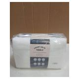 Macouba Bath Towel Set, Set of 6, 2 Bath w Hand and w Face White with Gray Trim