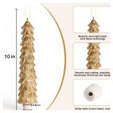 Eywamage Gold Christmas Tree Candles with Remote, Real Wax Flickering Flameless LED Taper Candles Set of 4 - Retail: $25