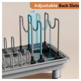 Laveshop Small Dish Drying Rack, Compact Dish Drainer for Kitchen Counter, with Adjustable Back Slots, Space-Saving for Small Kitchens, Gray - Retail: $23