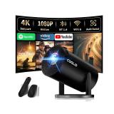 [Built-in Apps & 2026 Upgraded] Mini Projector Support 4K 1080P Auto Keystone 180° Rotatable with WiFi 6 and Bluetooth 5.4, Projector Portable Compatibile with HDMI/TV Stick/Memory Stick/Laptop-Black