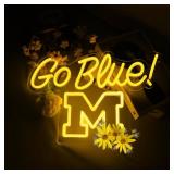 Michigian Neon Led Wolveriines Sign Go Blue Vibrant LED Wall Art for University of Michigan Fans for Game Day, Man Cave, Dorm & Bar Decor - Michigan Rugby Football Sports Team Spirit Gift for Alumni &