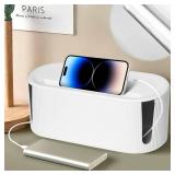 Cable Management Box,Desk Cord Organizer with Groove Cover,Plastic Cord Hider Box,Large Cable Box Organizer,Power Socket Management for TV/Computer/Router/Games Console Cable Storage (White) - Retail: