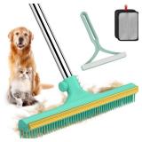 Carpet Rake for Pet Hair Removal - 60" Adjustable Long Handle Carpet Rake, 3 in 1 Reusable Pet Hair Removal Tool Kit, Cat Dog Fur Rakes Scraper Carpet Broom for Carpets, Rugs, Mats - Retail: $26