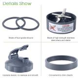 7 Pieces nutribullet Blender Cups & Blade Replacement Set 32oz Huge Cup with 1 Flip-Top To-Go Lid and 1 Lid Ring & Premium Extractor Blade with Compatible with NutriBullet 600w/900w Blender - Retail: 