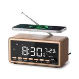 Digital Alarm Clocks Radio for Bedrooms,FM Radio & White Noise Sound Machine with Timer,Bluetooth Speaker,Dual Alarm Clock with Wireless Charging,Dimmable Big LED Display,Holiday Gifts for Men Women -