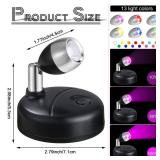 Hortsun 6 Pieces Battery Operated Spotlights Indoor LED Wireless Spotlight Indoor 13 Color up Lights with Rotatable Light Head Stick on Wall Hallway for Painting Picture Artwork Closet (Black) - Retai