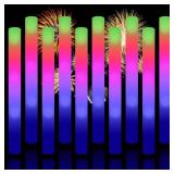 Super Z Outlet Upgraded Light up Foam Sticks, 3 Modes Colorful Flashing LED Strobe Stick for Party, Concert and Event (12) - Retail: $17
