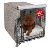 Explore Land Pattern Dog Crate Cover for 42 Inches Wire Cage, Heavy-Duty Polyester 1 2 3 Doors Standard Metal Pet Kennel Enclosure (Vintage Violet) - Retail: $26