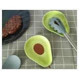 Ceramic Spoon Rest for Stove Top & Kitchen Counter Spoon Holder for Stove & Cooking Spoon Holder for Ladle Cute Coffee Spoon Rest Utensil Rest Spatula Rest, Green Avocado Kitchen Decor & Accessories -