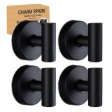 Charm Spark Suction Cup Hooks Bathroom Shower, Stainless Steel Removable and Reusable for Hanging Towels, Coats, Bathrobes, No Drilling Needed, Doesn