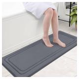Grandaily Memory Foam Bath Mat Rug 47x20, Ultra Soft, Non-Slip and Absorbent Bathroom Rugs, Machine Wash Dry, Comfortable Bath Carpet for Bathroom Floor, Tub and Shower, Dark Grey - Retail: $26