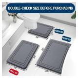 Grandaily Memory Foam Bath Mat Rug 47x20, Ultra Soft, Non-Slip and Absorbent Bathroom Rugs, Machine Wash Dry, Comfortable Bath Carpet for Bathroom Floor, Tub and Shower, Dark Grey - Retail: $26
