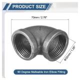 uxcell 1 1/4"(32mm) 90 Degree Malleable Iron Elbow Fitting, Threaded Pipes Fitting Brackets Nipples for Vintage Fixtures DIY Furniture Pipe Plumbing, 3 Pcs - Retail: $18