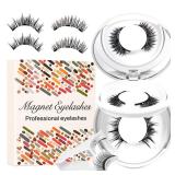 Magnetic Eyelashes Lash Kit for Women Over 50 with Applicator Wispy False Eyelashes No Glue No Liner Waterproof Reusable Magnetic Lashes Easy 5-Second Application for Shaky Hands (Twilight+Allure) - R