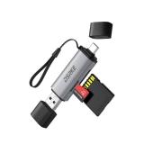 DSRKE SD Card Reader, USB 3.0 & USB C Dual Slots Micro SD Card Adapter, Memory Card Reader for SD, SDHC, SDXC, microSDHC, microSDXC, TF | Compatible with iPhone 17/16/15, Android, Windows/macOS - Reta