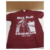 Black Death Bubonic Plague European Tour Goth Plague Doctor T-Shirt Maroon Large  - Retail: $23