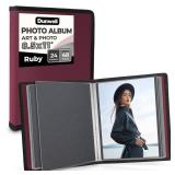 Dunwell Art Portfolio 8.5x11 Folder (Ruby), Black Mounting Paper, Portfolio Binder for Artwork, 8.5 x 11 Art Folder, 24 Pockets Display 48 Pages, Acid-Free Poly Presentation Book - Retail: $10