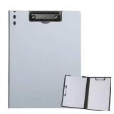 NULIZL Plastic Clipboard, Standard A4 Letter Size Clipboards with Double Metal Clip, Suitable for Office Workers, Students, Teachers (12.5 x 9.5 inches) - Silver Grey - Retail: $7