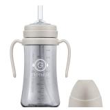 GROSMIMI Spill Proof no Spill Magic Sippy Cup with Straw with Handle for Baby and Toddlers, Customizable, PPSU, BPA Free 10 oz (Beige) - Retail: $26