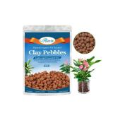 Riare 2 LBS Organic Expanded Clay Pebbles - 4mm-16mm Natural Leca Balls Lightweight Hydroponic Clay Pebbles Aggregate for Indoor Plants, Hydroponic Growing, Plants Drainage, Aquaponics - Retail: $9