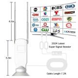 Indoor TV Antenna for Smart TV, 360° Reception Digital HD Antenna Without Cable, Support 4K/8K/1080p for Free Local Channels, with Super Signal Booster (2Rabbits, Medium) - Retail: $20